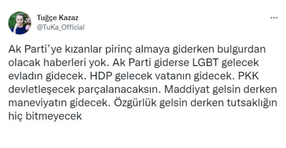 Eski manken Tuğçe Kazaz'dan HDP çıkışı: AK Parti giderse PKK devletleşecek! - Resim : 1