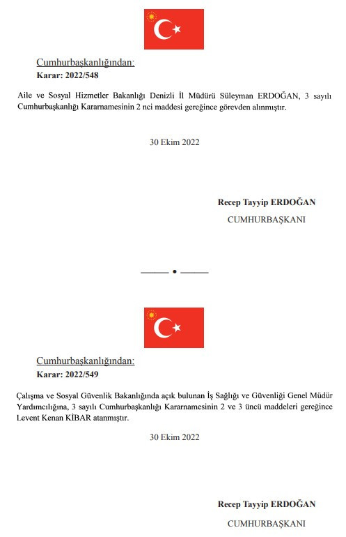 31 Ekim tarihli atama kararnamesi yayımlandı! Cumhurbaşkanı Erdoğan'dan bürokraside yeni görevden alma ve atamalar - Resim : 5