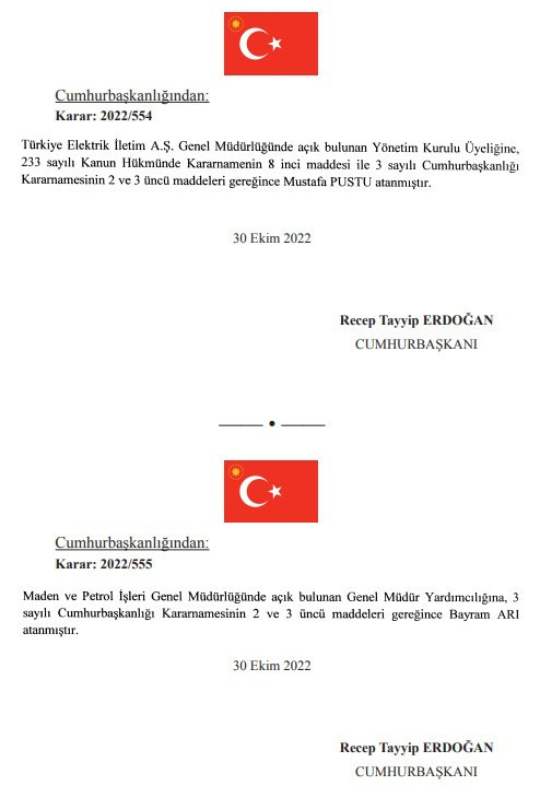 31 Ekim tarihli atama kararnamesi yayımlandı! Cumhurbaşkanı Erdoğan'dan bürokraside yeni görevden alma ve atamalar - Resim : 8