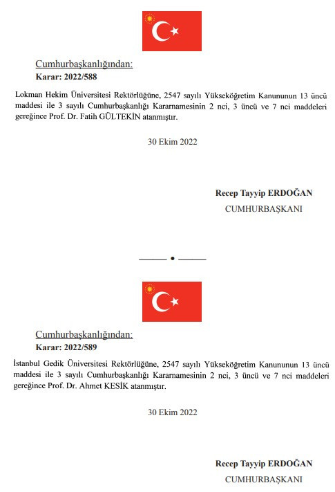31 Ekim tarihli atama kararnamesi yayımlandı! Cumhurbaşkanı Erdoğan'dan bürokraside yeni görevden alma ve atamalar - Resim : 2