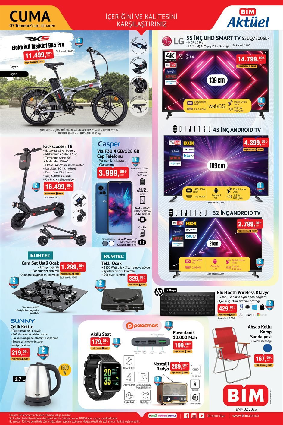 BİM 7-10 Temmuz aktüel ürünler kataloğu yayınlandı: BİM'de fiyatlar inişe geçti 32 inç androıd tv 2.799 TL, cep telefonu 3.999 TL, elektrikli bisiklet 11.499 TL - Resim : 4