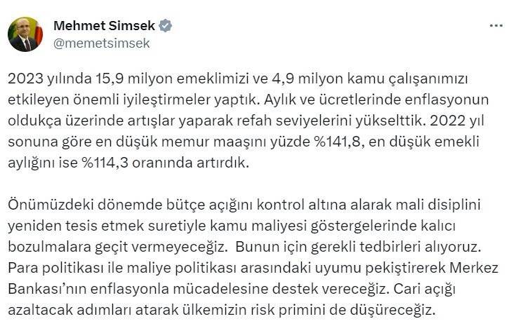 Mehmet Şimşek'ten son dakika enflasyonla mücadele mesajı: Merkez Bankası'na destek vereceğiz - Resim : 1