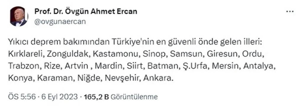 Depremden korkmayın! Prof. Dr. Ahmet Ercan, Türkiye’nin en güvenli 21 ilini sıraladı - Resim : 2