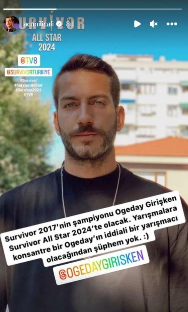 Survivor All-Star'a süpriz isim katıldı. Acun Ilıcalı ünlü oyuncuyu İnstagram adresinden duyurdu. - Resim : 1