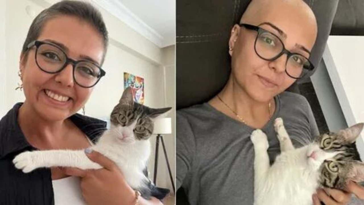 Kedisinin bir hareketi hayatını kurtardı.. Tedavi sürecinde kedisinin desteğiyle güçlendi