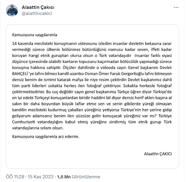 Alaattin Çakıcı, HDP’ye geçen Gergerlioğlu’nu tehdit etti: Aklını başına al! - Resim : 1