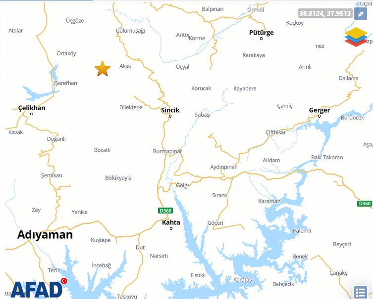 afad adıyaman son deprem bilgisi