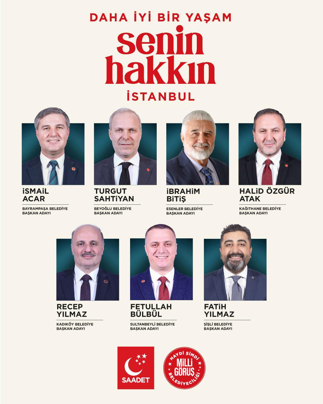 Saadet Partisi İstanbul Belediye Başkan Adayları