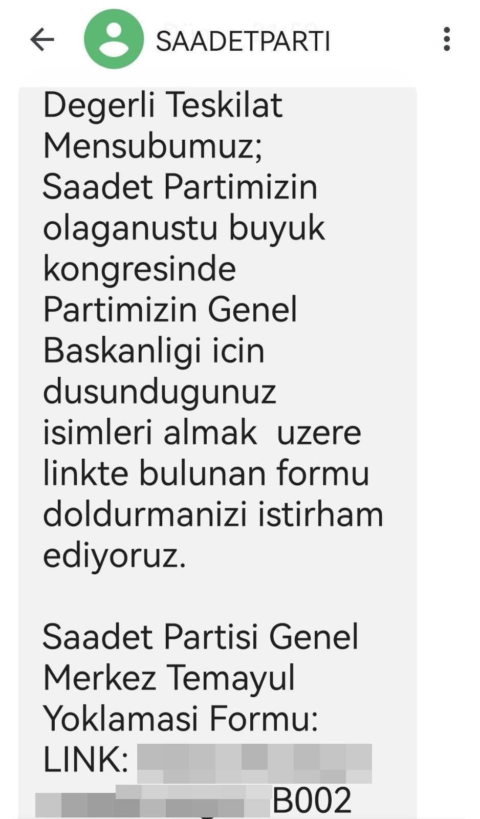 Saadet Partisi, kongre, delege, sms