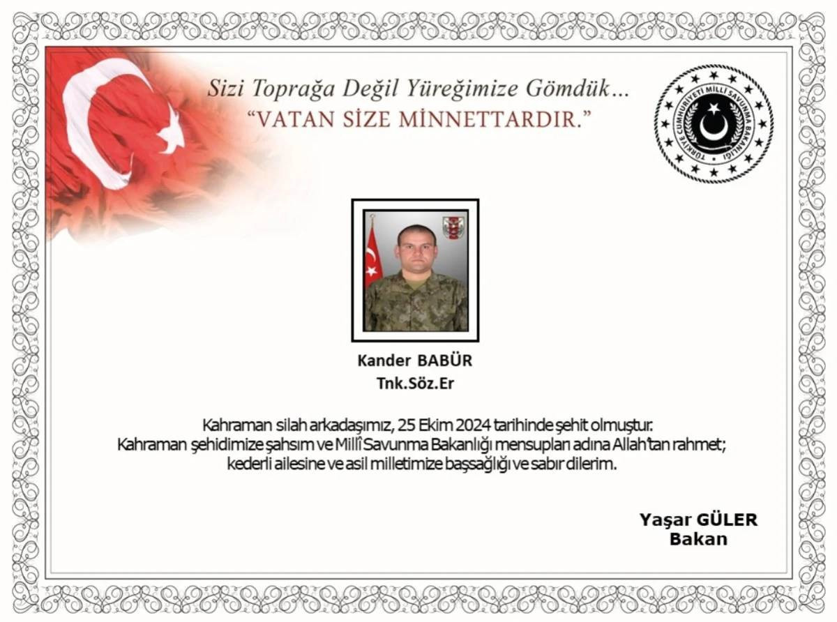 MSB Acı Haberi Duyurdu: Fenalaşan Er Kander Babür Şehit Oldu - Resim : 1