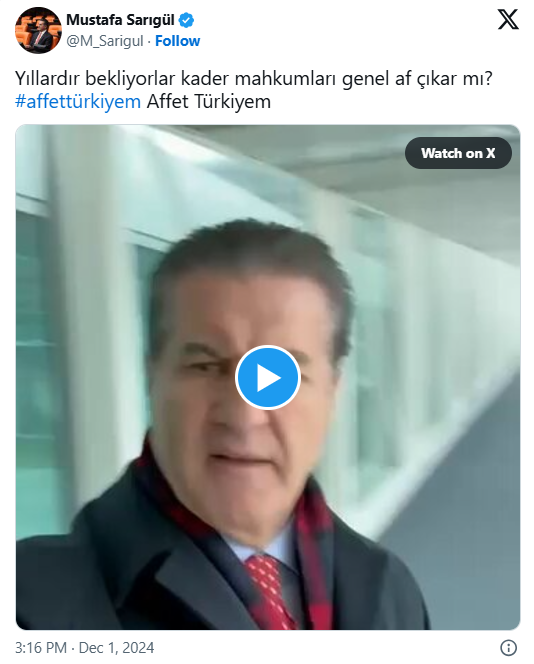 Genel Af Çıkacak mı: Mustafa Sarıgül’den Dikkat Çeken Sözler - Resim : 1