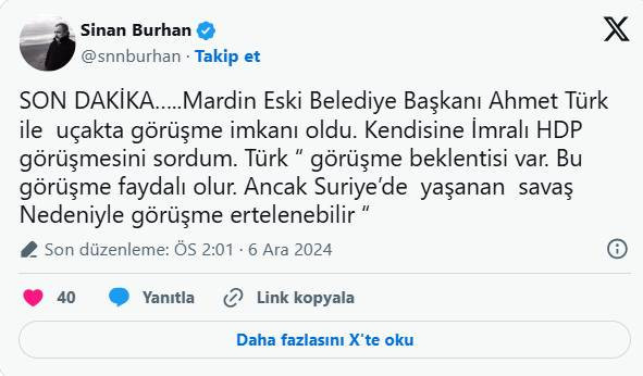 Ahmet Türk’ten ‘İmralı’ Açıklaması: DEM-Öcalan Görüşmesi Ertelenebilir - Resim : 1