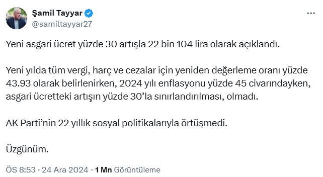 AK Partili Şamil Tayyar Yeni Asgari Ücret Zammına İsyan Etti… ‘Olmadı Böyle, Üzgünüm’ - Resim : 3