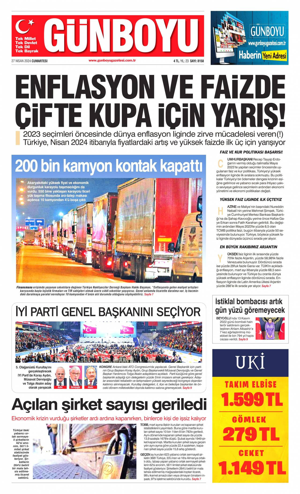 Günboyu Gazetesi Manşeti
