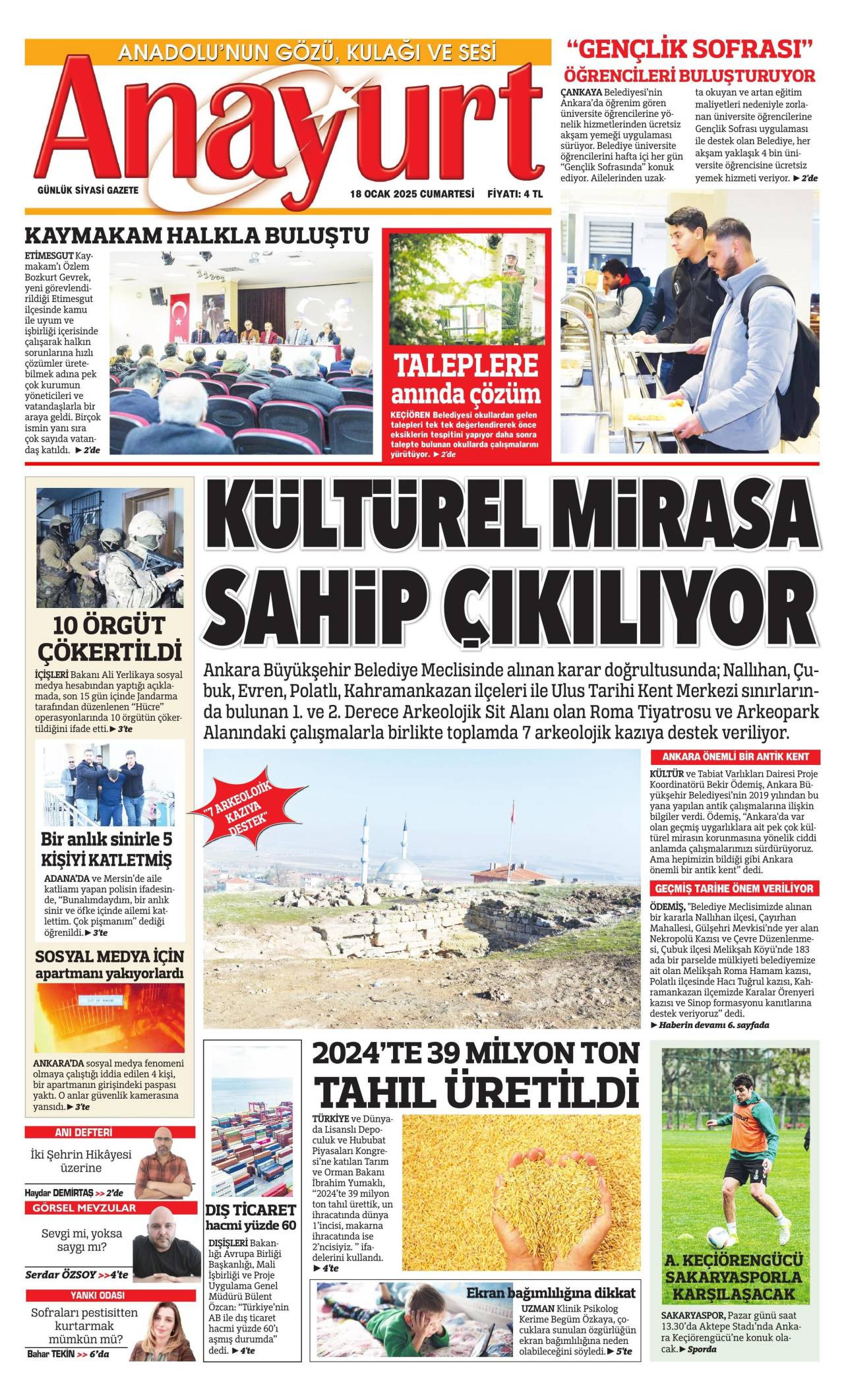 Anayurt Gazetesi Manşeti