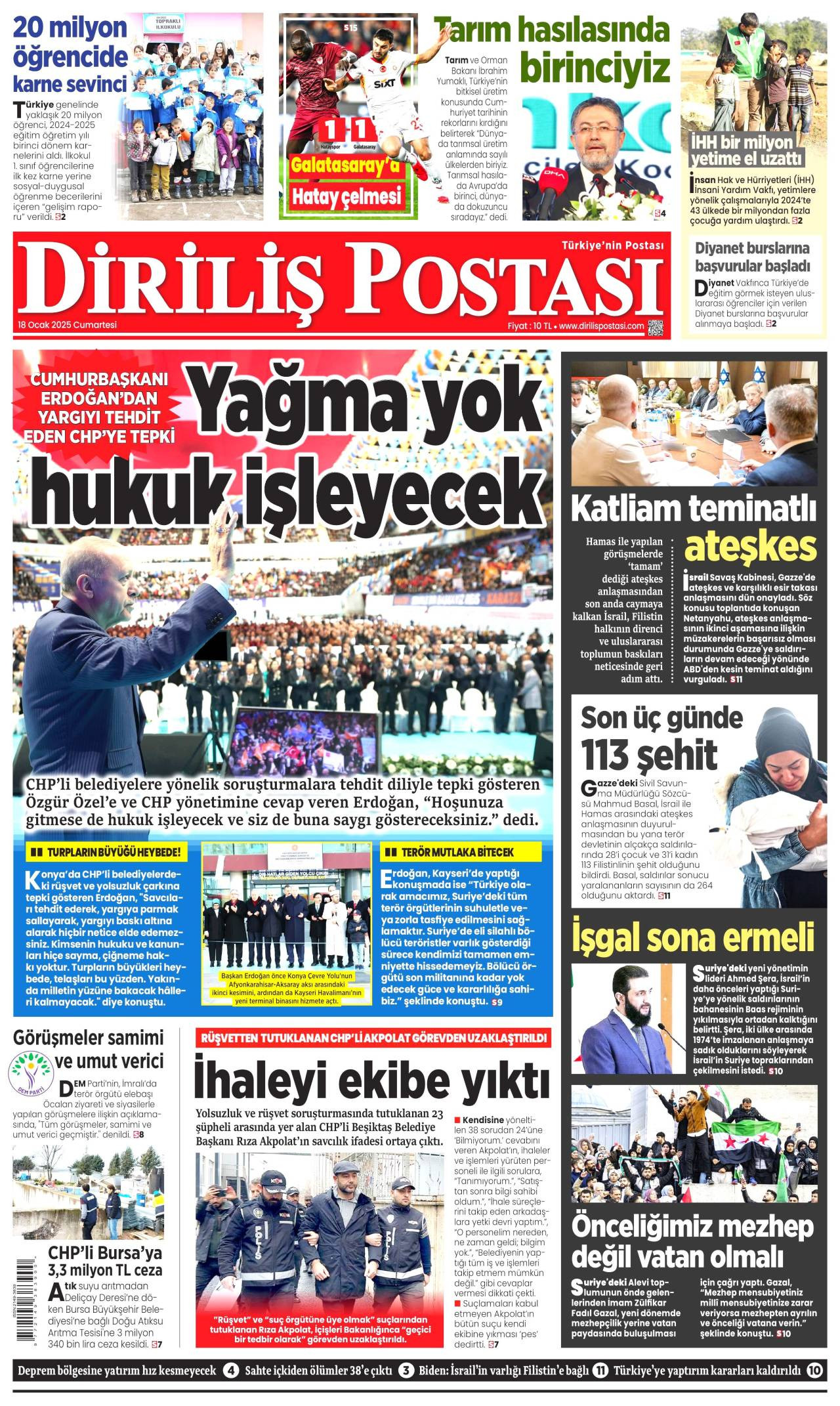 Diriliş Postası Gazetesi Manşeti