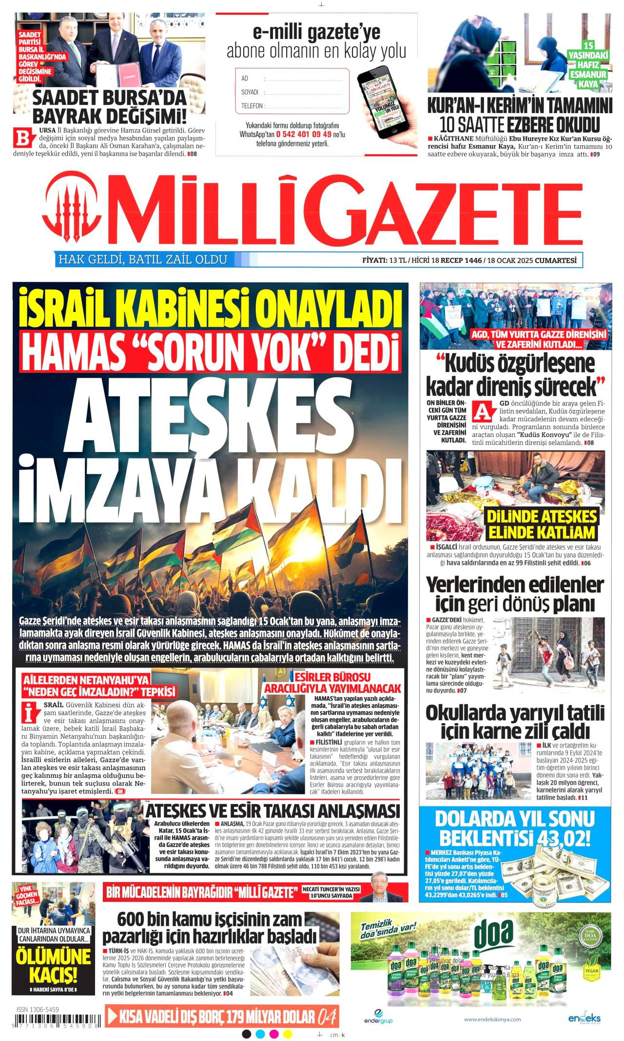 Milli Gazete Manşeti