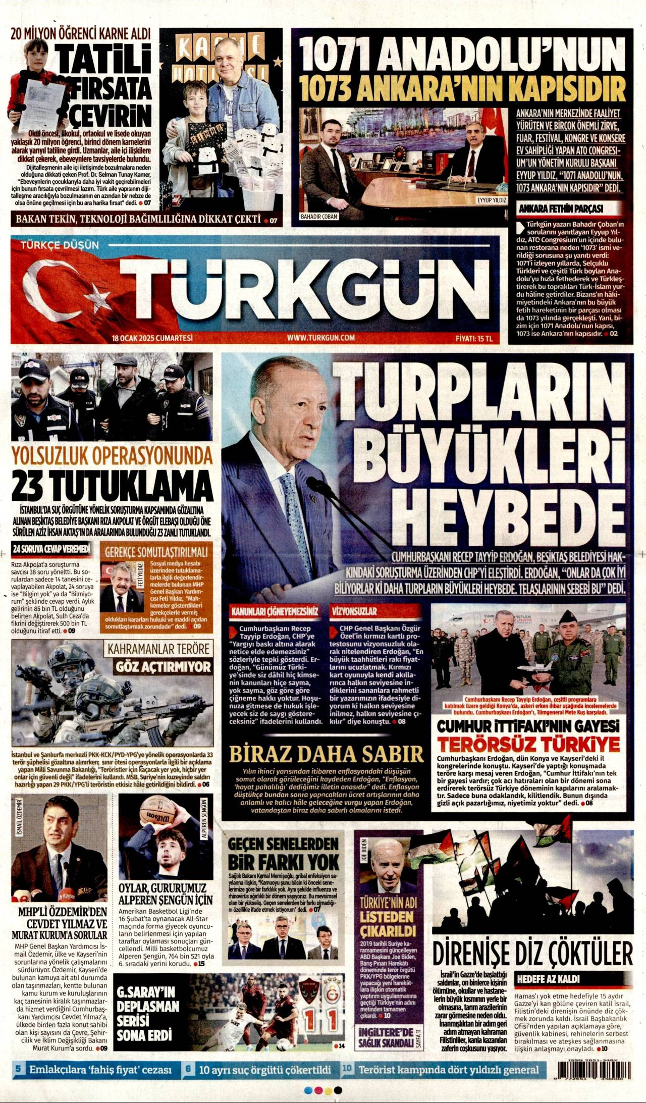 Türkgün Gazetesi Manşeti