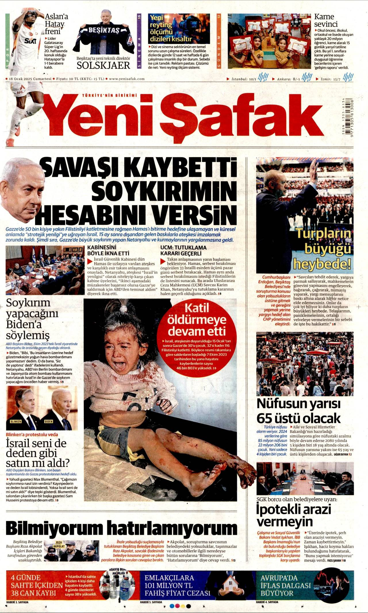 Yeni Şafak Gazetesi Manşeti